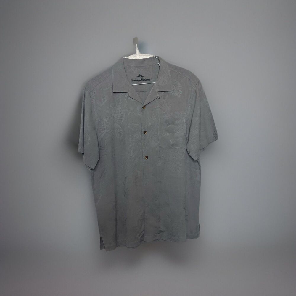 Tommy Bahama Relax Shirt 100% Silk Size M Gray